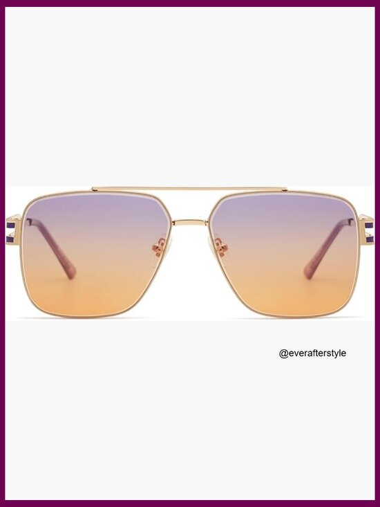 Retro Oversized Square Sunglasses, Stainless Steel Metal Frame, UV400 Protection main image 7